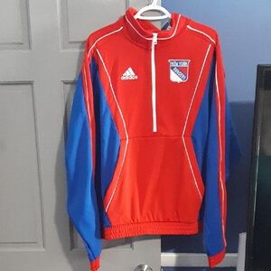 Adidas New York Rangers Red and Blue Jacket